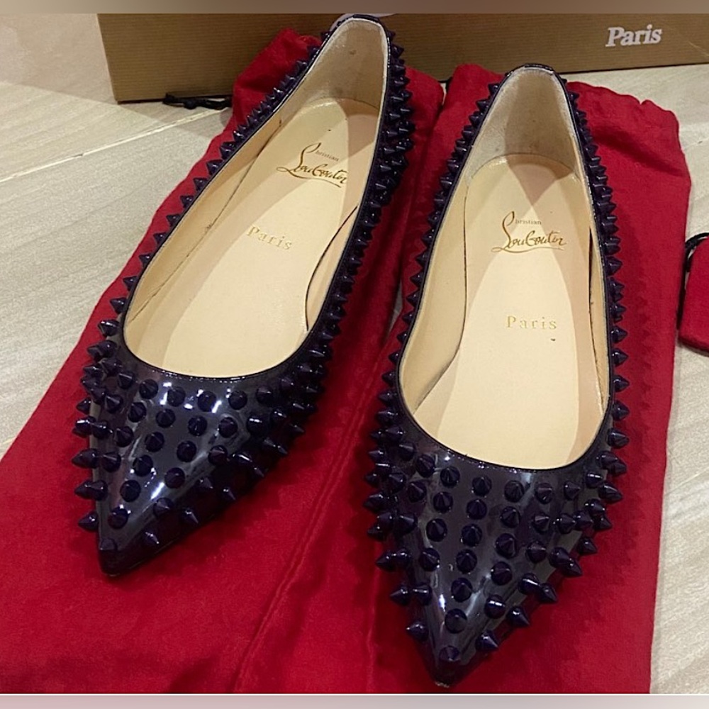 Christian Louboutin Leather Pigalle Spiked Ballet Flats